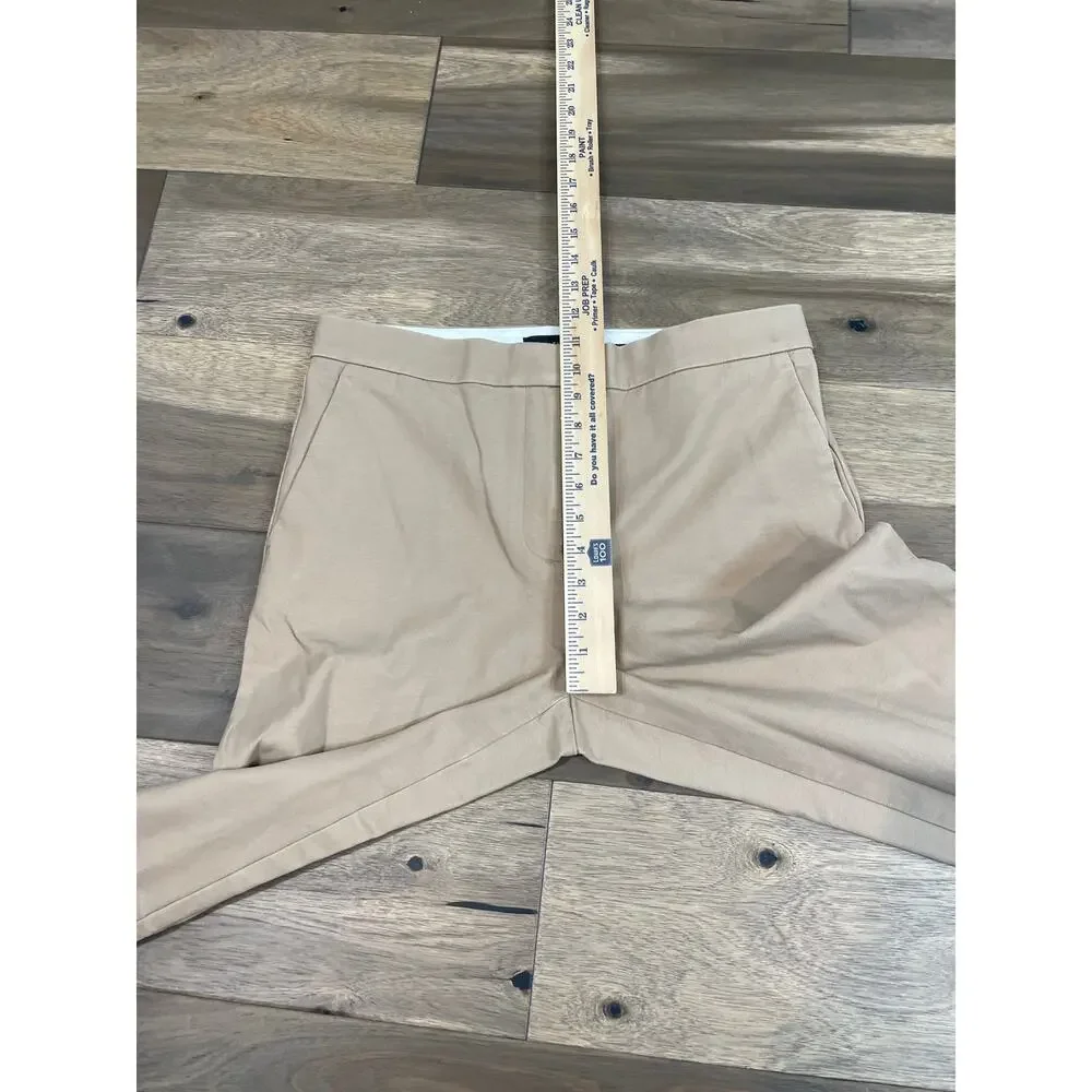 Ann Taylor Cuffed Ankle Pants Size 8 Cotton Blend Classic Cropped Camel